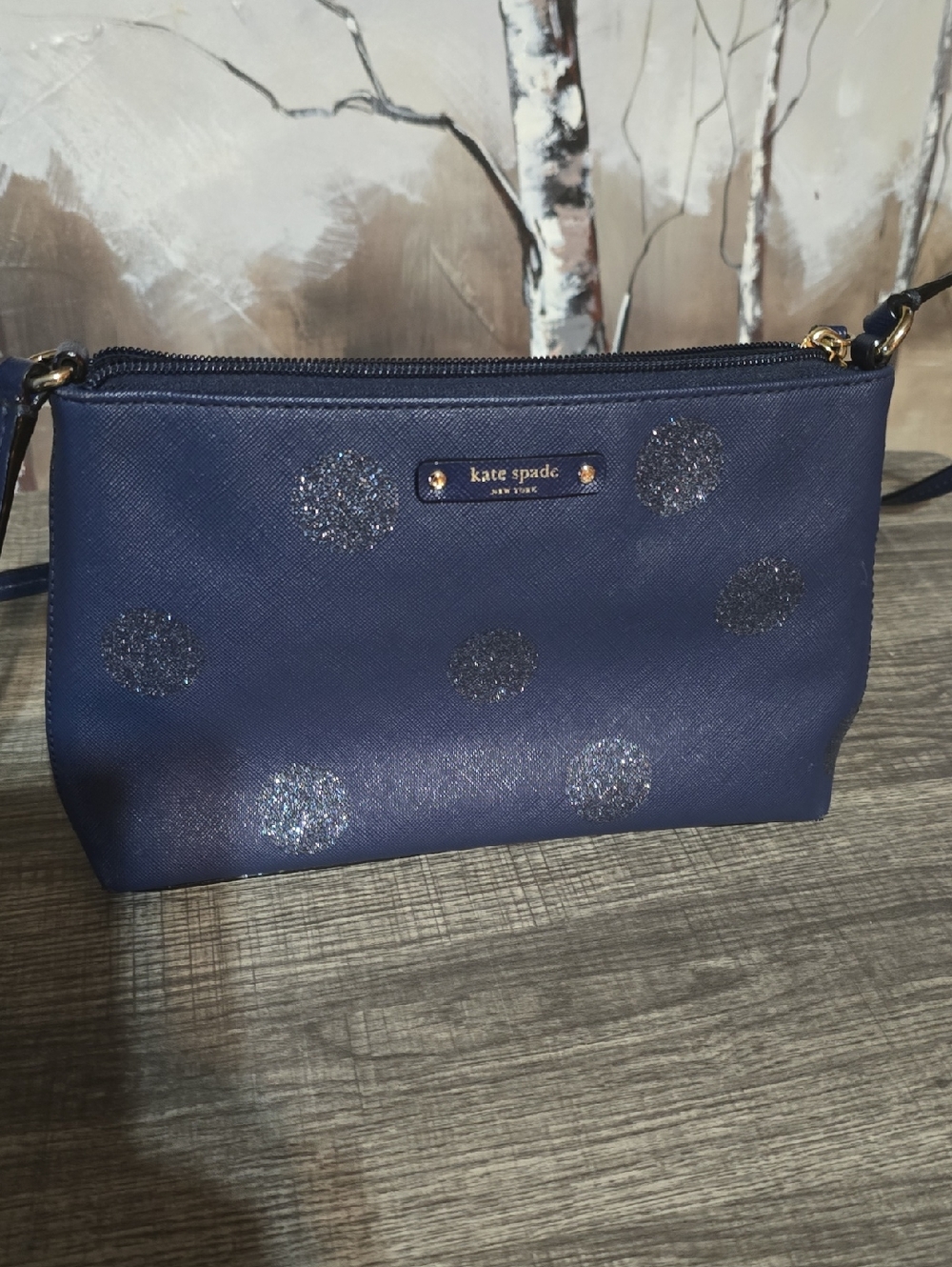kate spade Navy Glitter Polka Dot Crossbody Bag